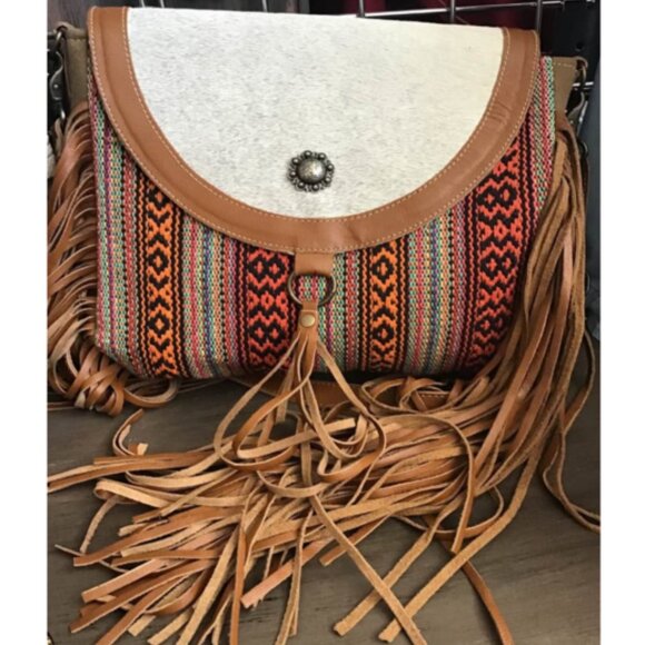 Myra Western Fringed Leather Hair-On Crossbody Shoulder Bag NWT/🆕SHIPS📦🏃🏻💨⚡ - Picture 5 of 16